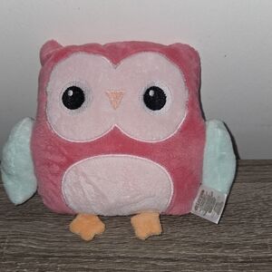 Chickpea Owl Plush Stuffed Animal Soft Lovey Pink Aqua Small 6" Chick Pea.